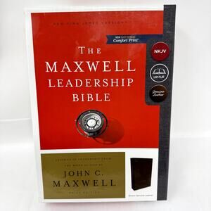NKJV Maxwell Leadership Bible Genuine Leather Brown 3rd Edition NEW Book